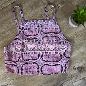 Paisley High Neck Crop Top